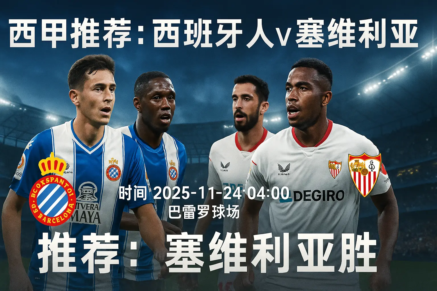 西甲推荐:西班牙人VS塞维利亚——主队滑坡期遇上客战敢拼型,客胜更值得跟进