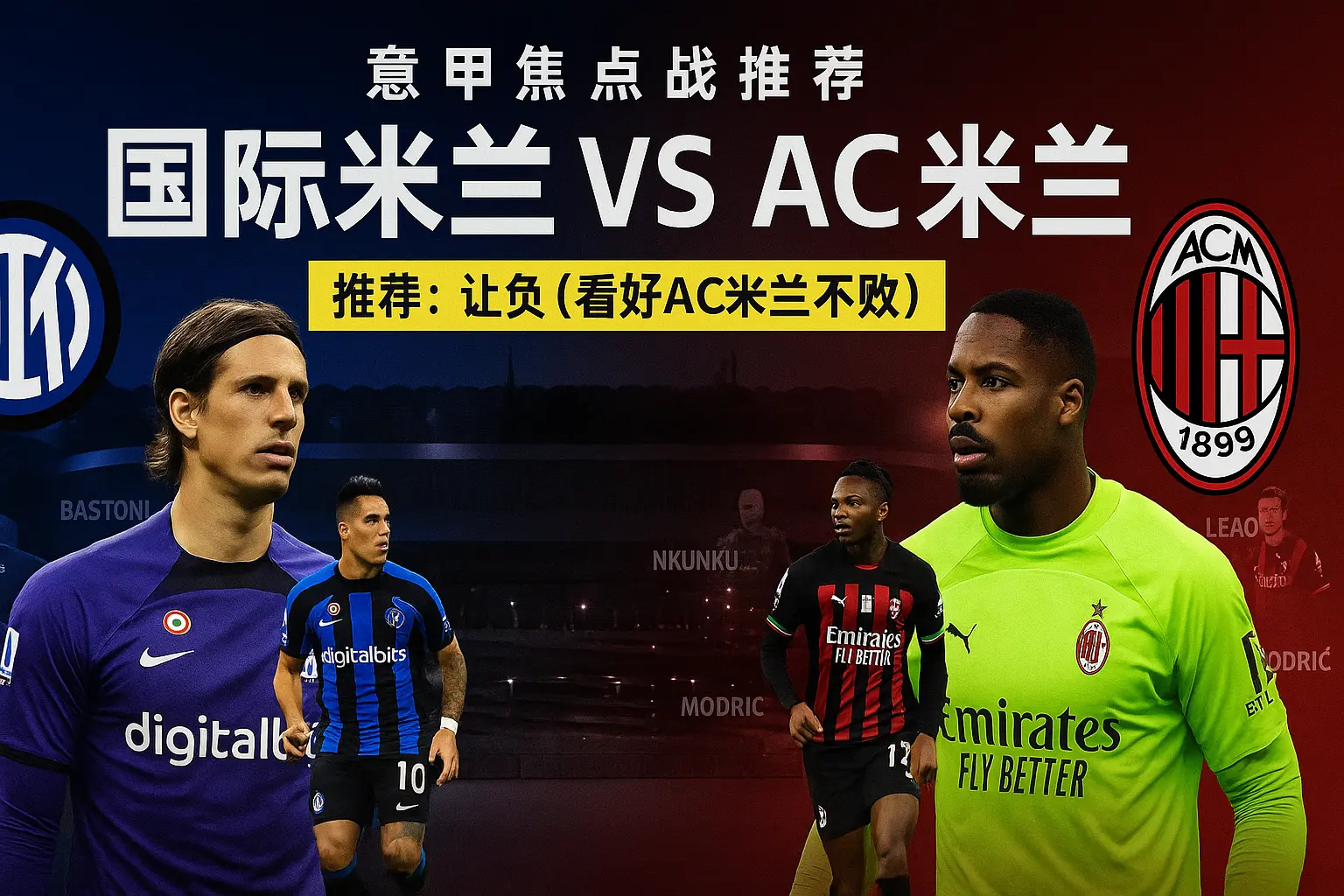 意甲焦点战:国际米兰VS AC米兰——榜首蓝黑遇上不败红黑,德比更像一场“让球捧客队”的局
