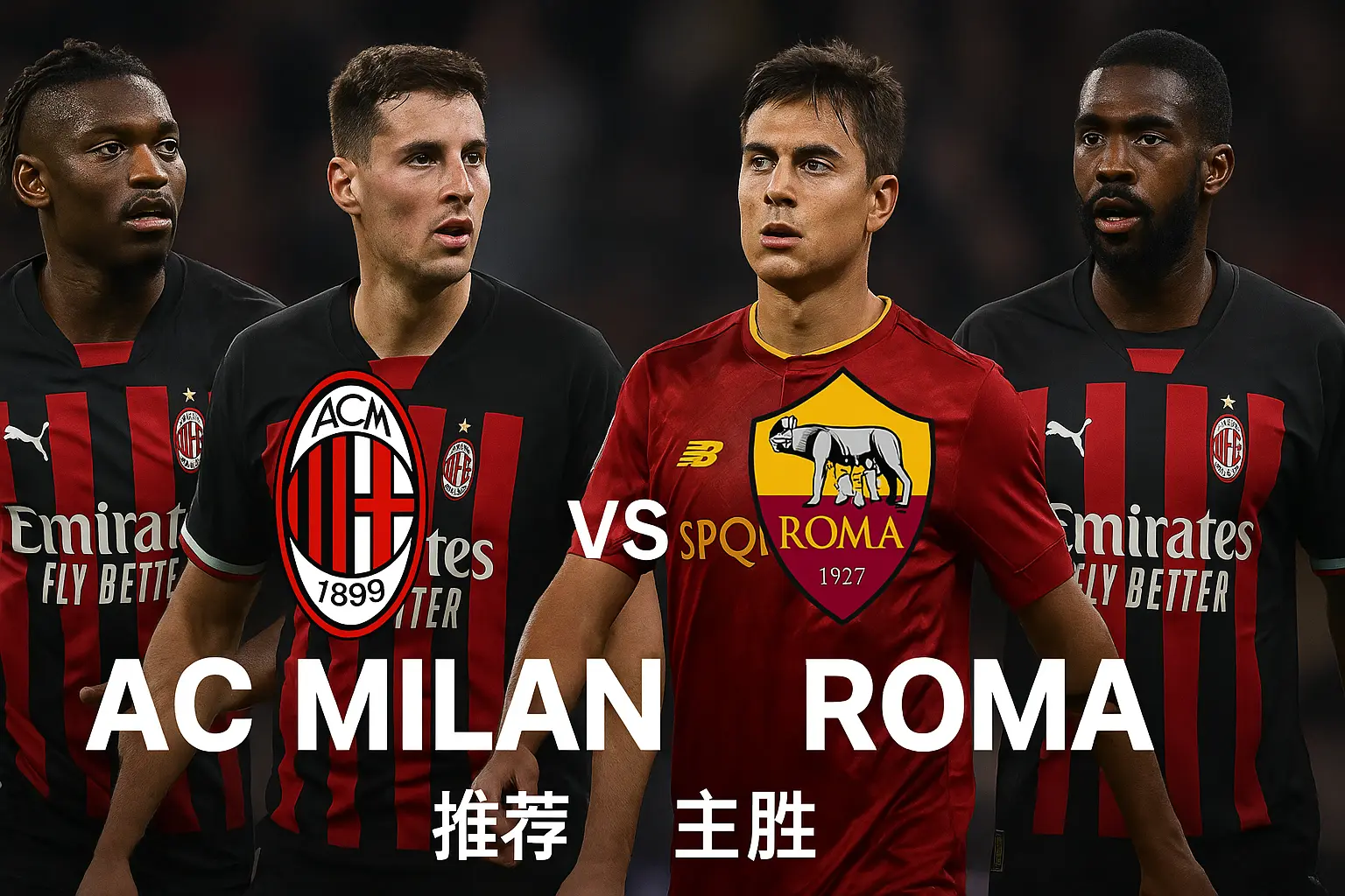 意甲推荐:AC米兰 VS 罗马 —— 强强对决红黑军主场更稳