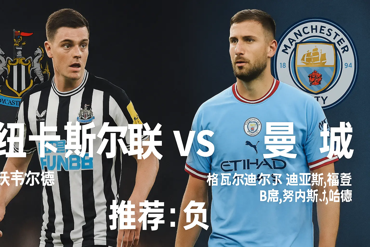 英超推荐:纽卡斯尔联VS曼城——喜鹊伤兵满营,蓝月有望继续强势抢分