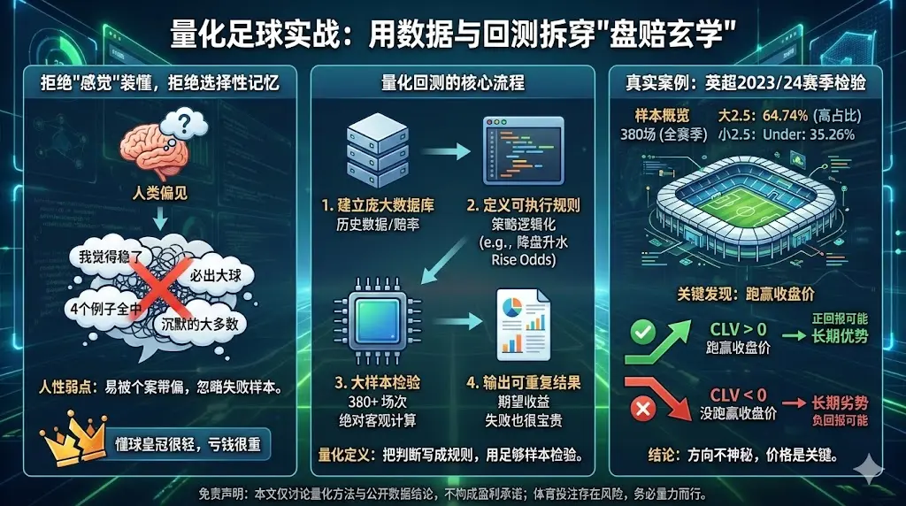 量化足球实战：用数据库与回测拆穿"盘赔玄学"，并用英超2023/24做一次可复现的真实检验