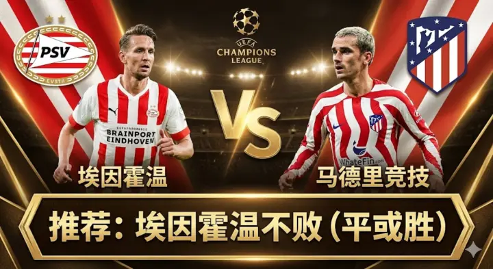 欧冠焦点战：埃因霍温VS马竞！火力全开对决铁血防线