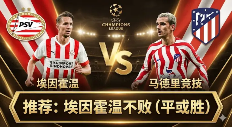 欧冠焦点战：埃因霍温VS马竞！火力全开对决铁血防线