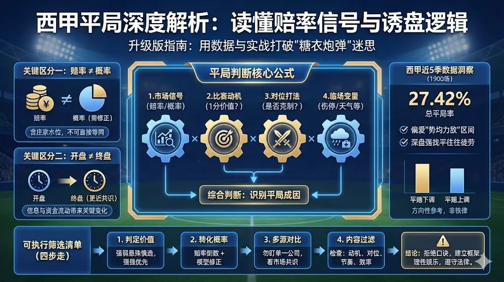 西甲平局推荐的升级版：用欧赔平赔读懂临场赔率与平局诱盘