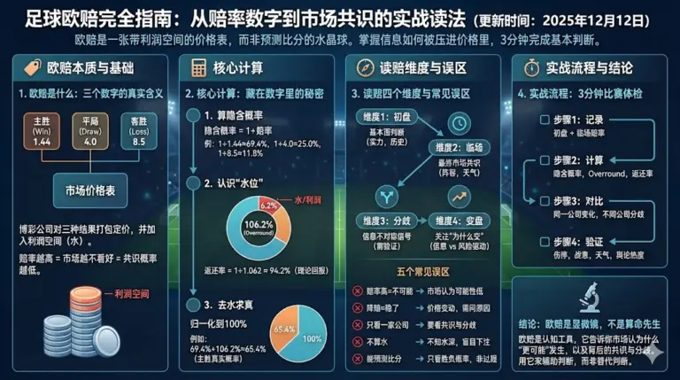 足球欧赔完全指南：从赔率数字到市场共识的实战读法
