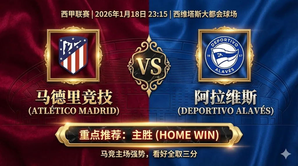 马竞 VS 阿拉维斯｜床单军团主场强势，客队恐难爆冷