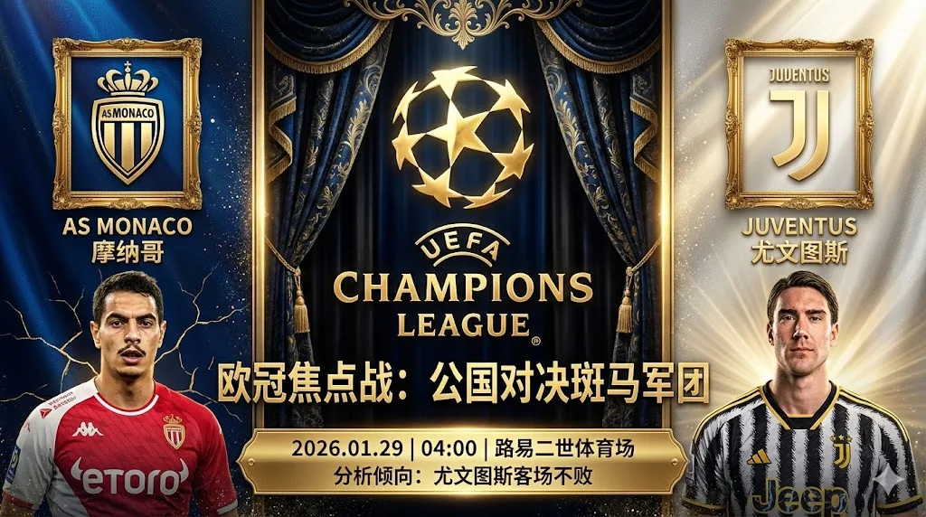 摩纳哥 VS 尤文图斯｜斑马军团客场发威，摩纳哥防线堪忧难阻挡