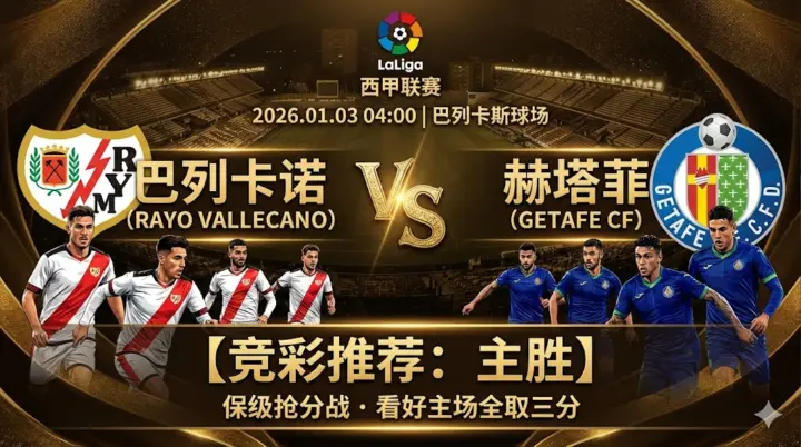 西甲前瞻 巴列卡诺VS赫塔菲 保级抢分战，主场优势或成胜负手