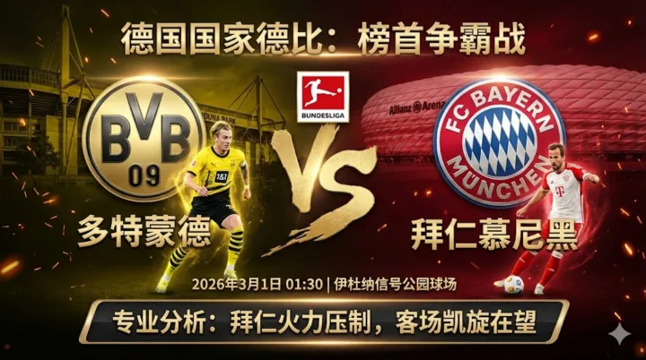 【德甲前瞻】：多特蒙德 VS 拜仁慕尼黑｜国家德比榜首战，拜仁客场火力更胜一筹