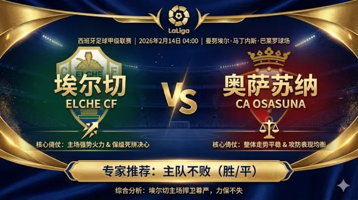 西甲前瞻 埃尔切VS奥萨苏纳：主队保级战意足，防线隐患需警惕