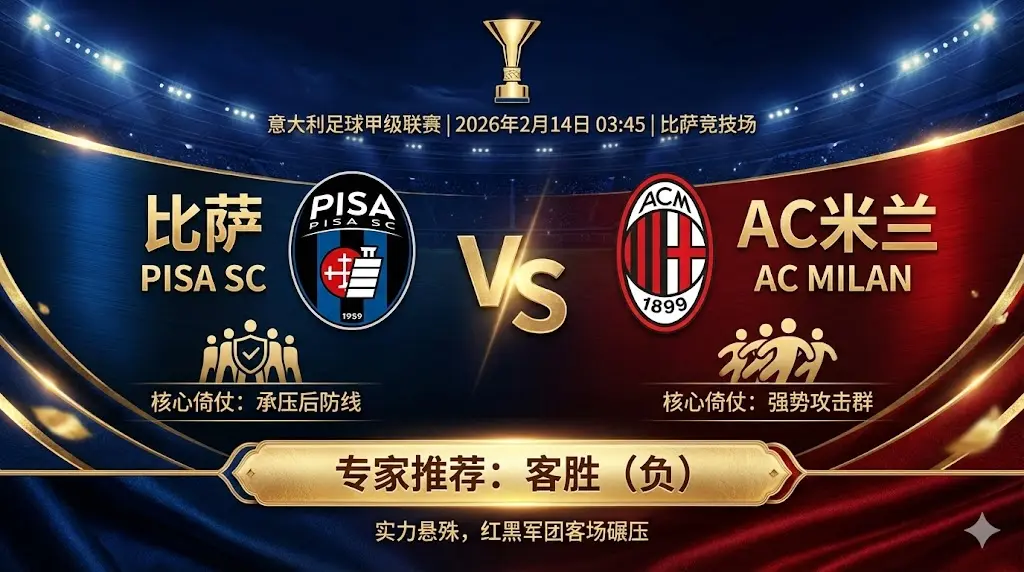 【意甲推荐】:比萨 VS AC米兰|红黑军团客场碾压局,比萨防线难招架