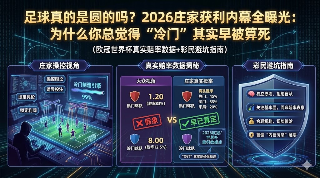 足球真的是圆的吗?2026庄家获利内幕全曝光:为什么你总觉得“冷门”其实早被算死(欧冠世界杯真实赔率数据+彩民避坑指南)
