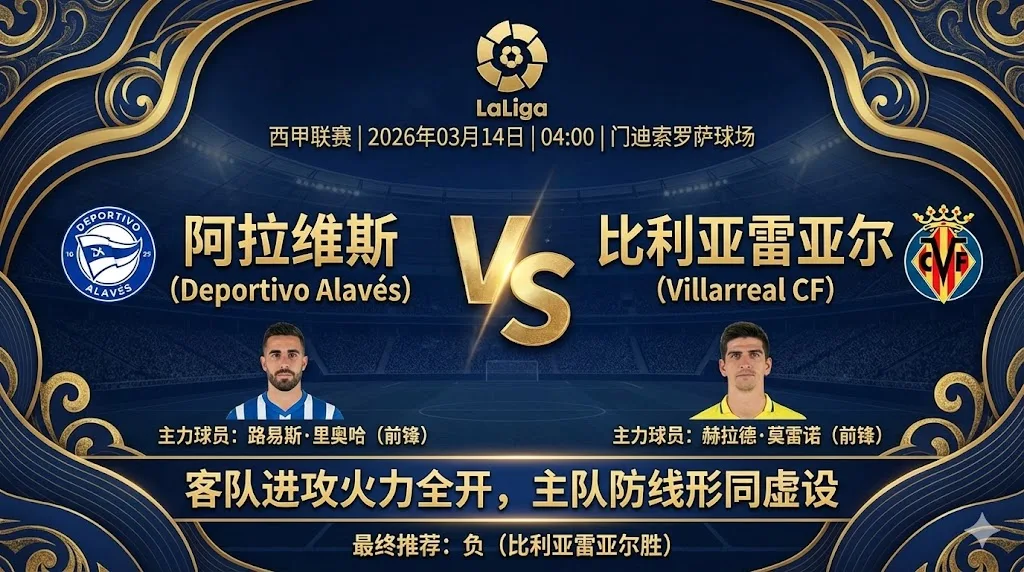 阿拉维斯 VS 比利亚雷亚尔|客队火力稳定,主队深陷保级泥潭