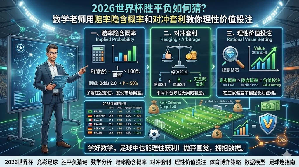 2026世界杯胜平负如何猜?数学老师用赔率隐含概率和对冲套利教你理性价值投注