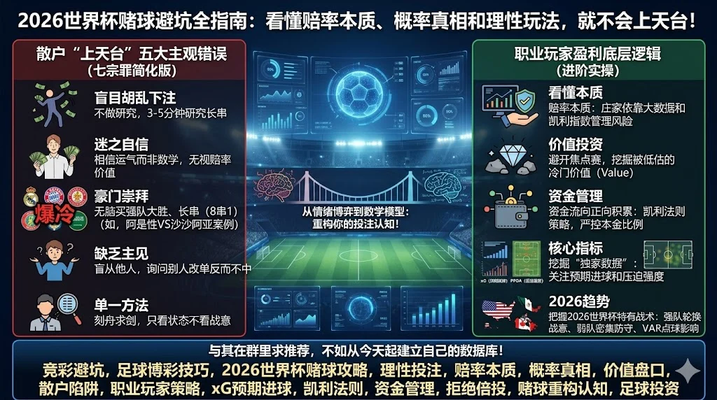 2026世界杯赌球避坑全指南：看懂赔率本质、概率真相和理性玩法，就不会上天台！