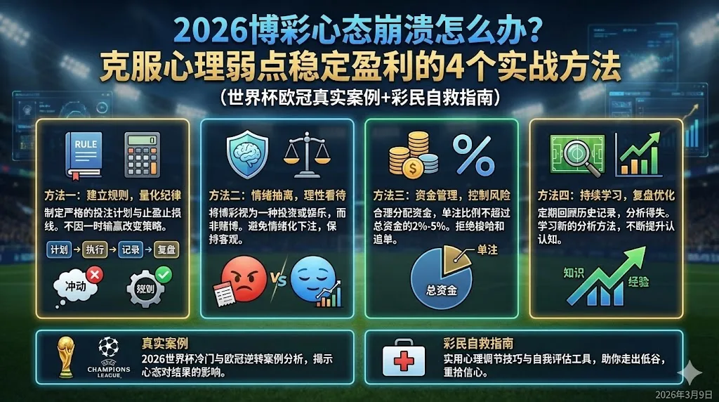 2026博彩心态崩溃怎么办?克服心理弱点稳定盈利的4个实战方法(世界杯欧冠真实案例+彩民自救指南)