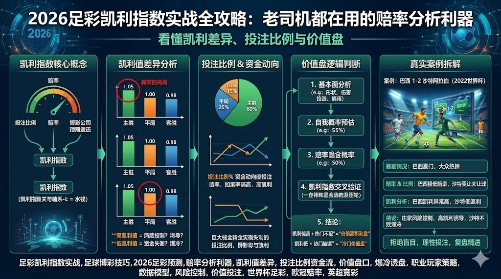 2026足彩凯利指数实战全攻略：看懂凯利值差异、投注比例与价值盘，老司机都在用的赔率分析利器