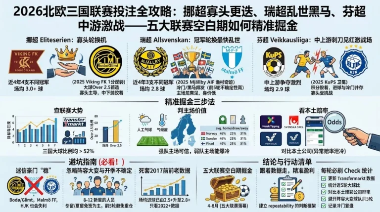 2026北欧三国联赛投注全攻略：挪超寡头更迭、瑞超乱世黑马、芬超中游激战——五大联赛空白期如何精准掘金