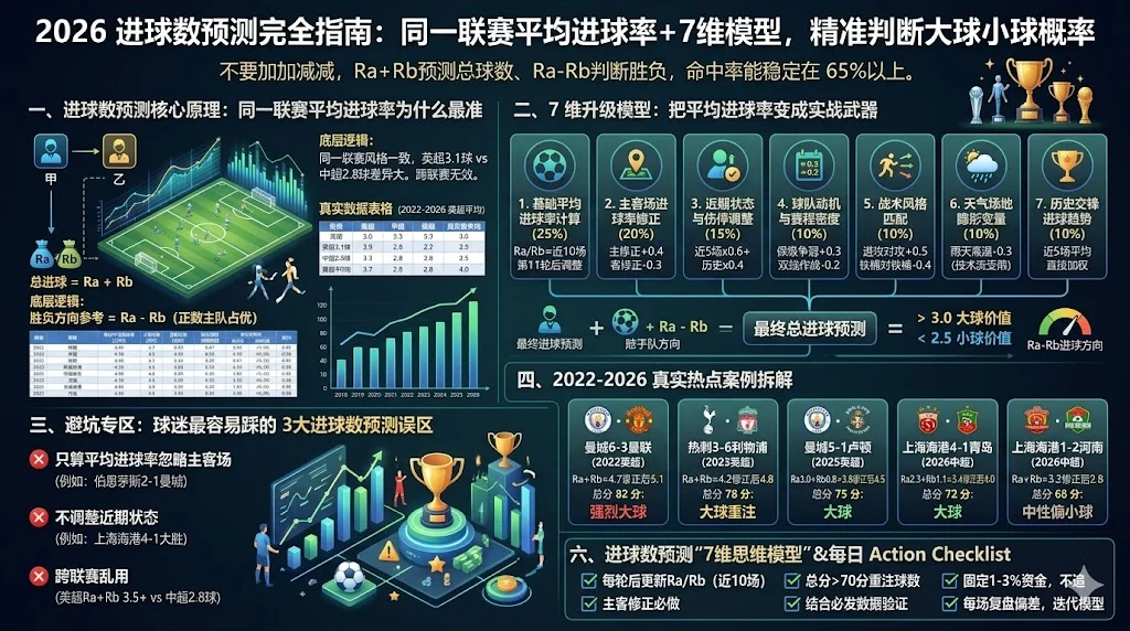 2026进球数预测完全指南:同一联赛平均进球率+7维模型,精准判断大球小球概率