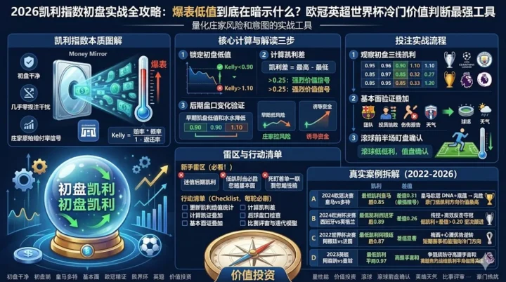 2026凯利指数初盘实战全攻略：爆表低值到底在暗示什么？欧冠英超世界杯冷门价值判断最强工具