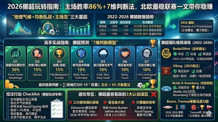 2026挪超玩转指南：主场胜率86%+7维判断法，一文让你稳赚北欧最稳联赛
