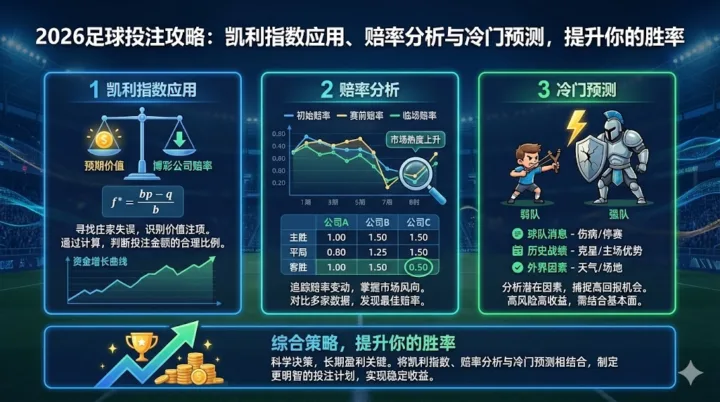 2026足球投注攻略：凯利指数应用、赔率分析与冷门预测，提升你的胜率