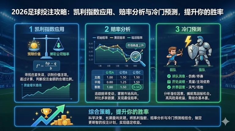 2026足球投注攻略：凯利指数应用、赔率分析与冷门预测，提升你的胜率
