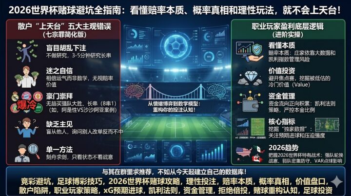 2026世界杯赌球避坑全指南：看懂赔率本质、概率真相和理性玩法，就不会上天台！