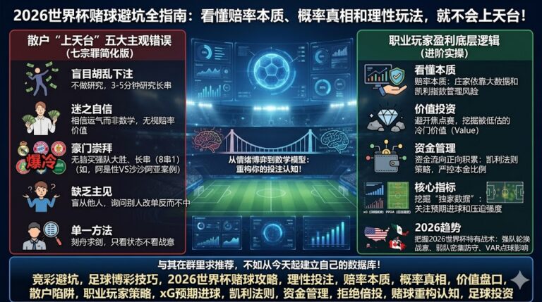 2026世界杯赌球避坑全指南：看懂赔率本质、概率真相和理性玩法，就不会上天台！