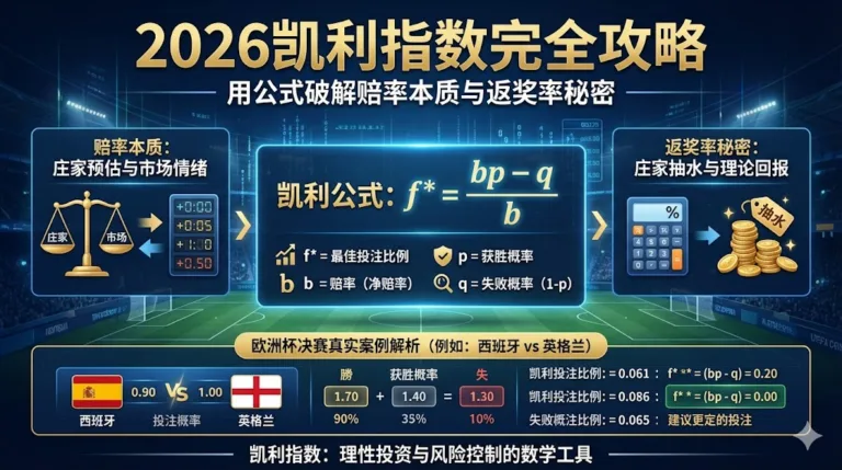 2026凯利指数完全攻略 用公式破解赔率本质与返奖率秘密 附欧洲杯决赛真实案例