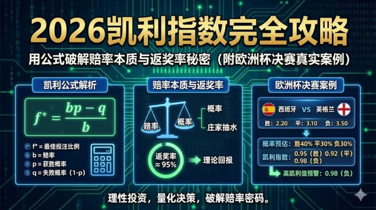 2026凯利指数完全攻略 用公式破解赔率本质与返奖率秘密（附欧洲杯决赛真实案例）
