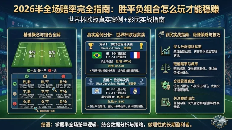 2026半全场赔率完全指南胜平负组合怎么玩才能稳赚（世界杯欧冠真实案例+彩民实战指南）