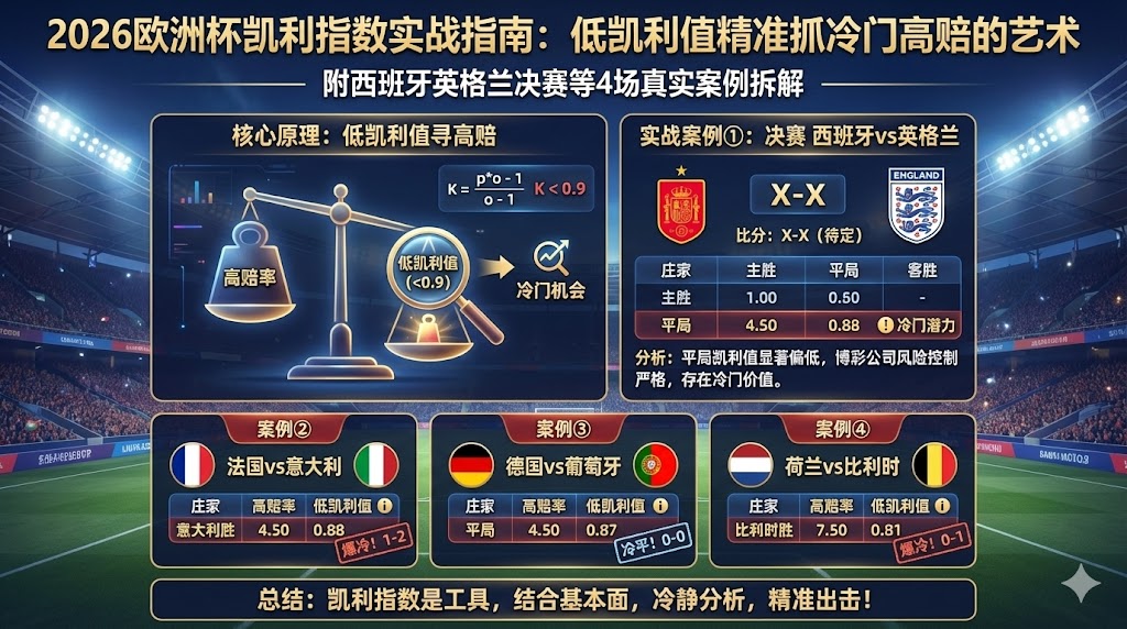 2026欧洲杯凯利指数实战指南：低凯利值如何精准抓冷门高赔