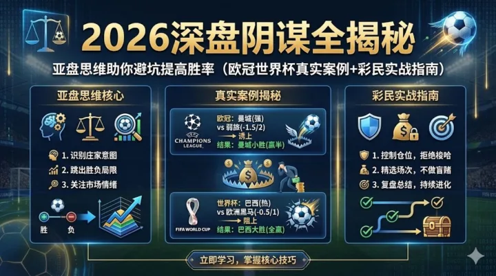 2026深盘阴谋全揭秘：亚盘思维助你避坑提高胜率（欧冠世界杯真实案例+彩民实战指南）