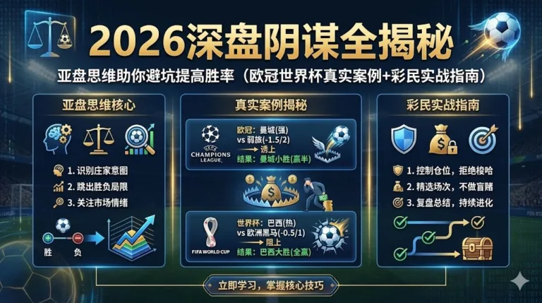 2026深盘阴谋全揭秘：亚盘思维助你避坑提高胜率（欧冠世界杯真实案例+彩民实战指南）
