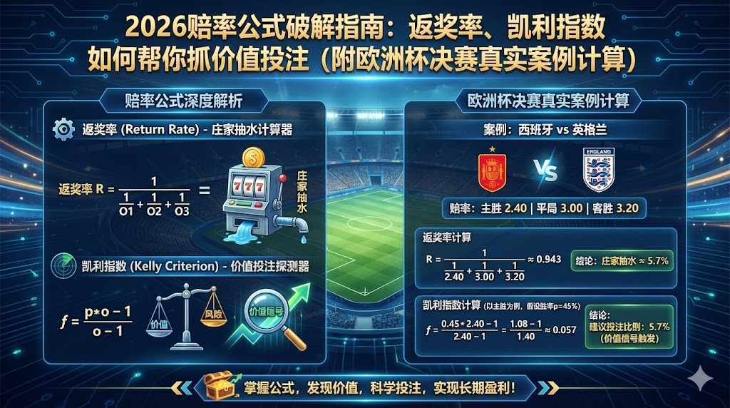 2026赔率公式破解指南：返奖率、凯利指数如何帮你抓价值投注