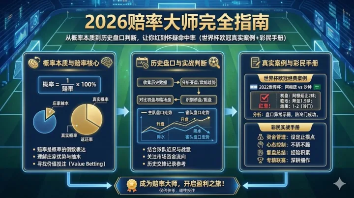 2026赔率大师完全指南：从概率本质到历史盘口判断，让你红到怀疑命中率