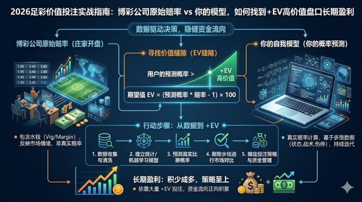 2026足彩价值投注实战指南：博彩公司原始赔率 vs 你的模型，如何找到+EV高价值盘口长期盈利