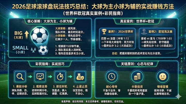 2026足球滚球盘玩法技巧总结：大球为主小球为辅的实战赚钱方法