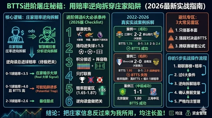 BTTS进阶屠庄秘籍：用赔率逆向拆穿庄家陷阱，让庄家成为你的提款机