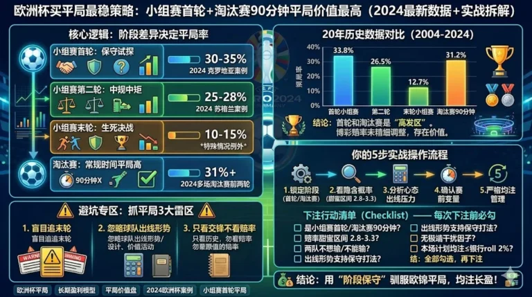 欧洲杯买平局最稳策略：小组赛首轮+淘汰赛90分钟平局价值最高
