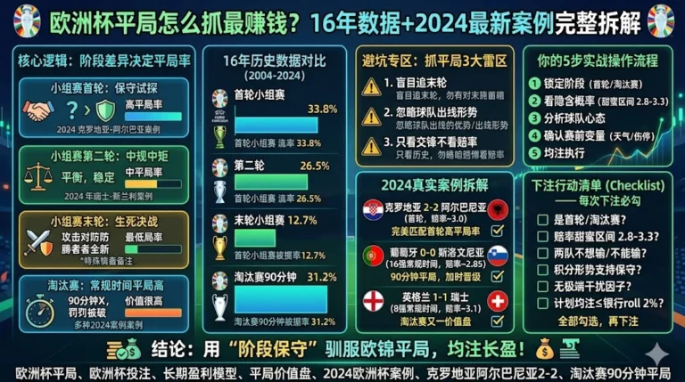 欧洲杯平局怎么抓最赚钱？16年数据+2024最新案例完整拆解