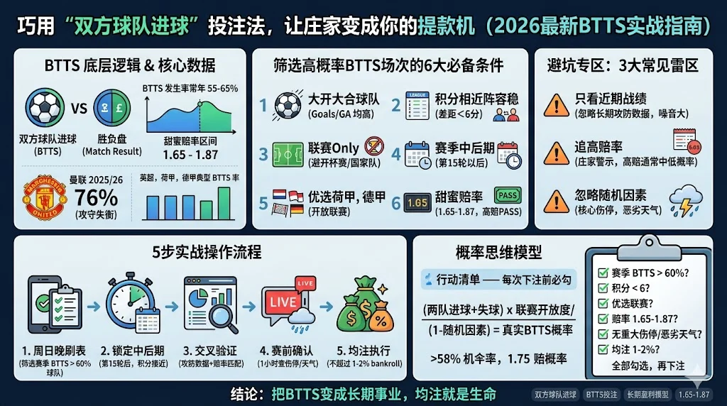 巧用“双方球队进球”投注法，让庄家变成你的提款机
