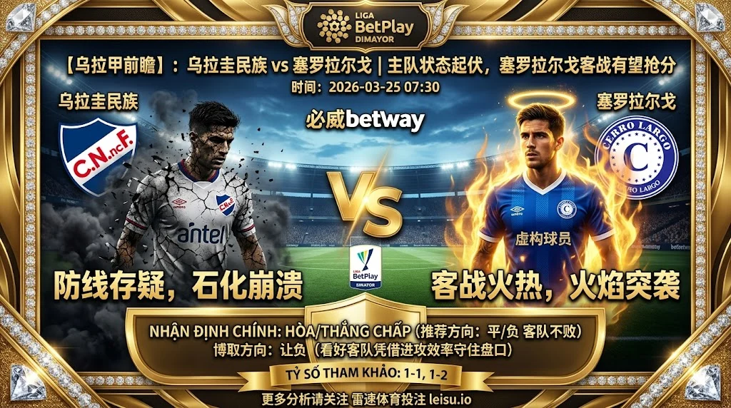 【乌拉甲分析】：乌拉圭民族 VS 塞罗拉尔戈｜主队状态起伏，塞罗拉尔戈客战有望抢分