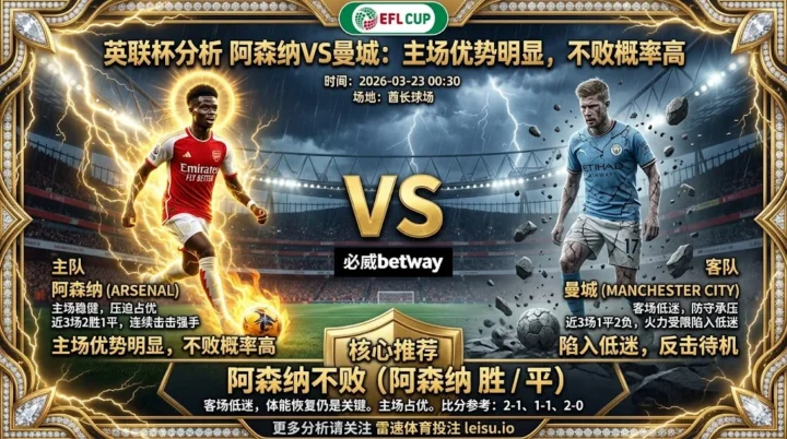 英联杯分析 阿森纳VS曼城：主场优势明显，阿森纳不败概率高