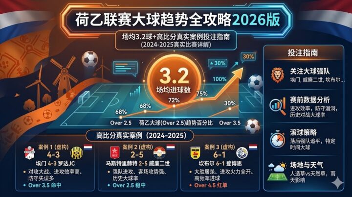 荷乙联赛大球趋势全攻略2026版：场均3.2球+高比分真实案例投注指南