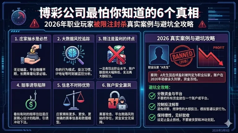 博彩公司最怕你知道的6个真相 2026年职业玩家被限注封杀真实案例与避坑全攻略