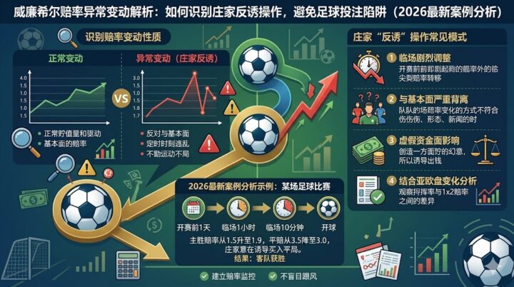 威廉希尔赔率异常变动解析：如何识别庄家反诱操作，避免足球投注陷阱