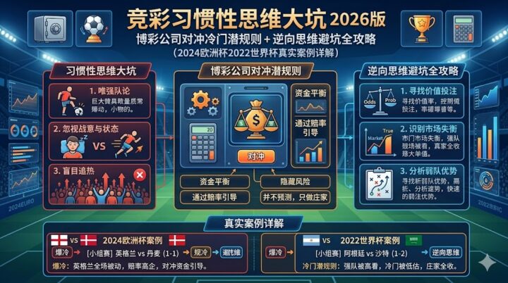 竞彩习惯性思维大坑2026版：博彩公司对冲冷门潜规则+逆向思维避坑全攻略