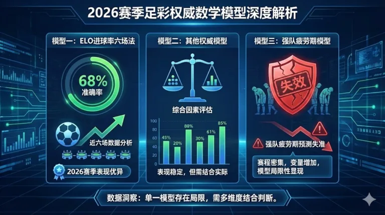 足彩 三种权威数学模型 ELO进球率六场法在2026赛季准确率68% 强队疲劳期模型失效